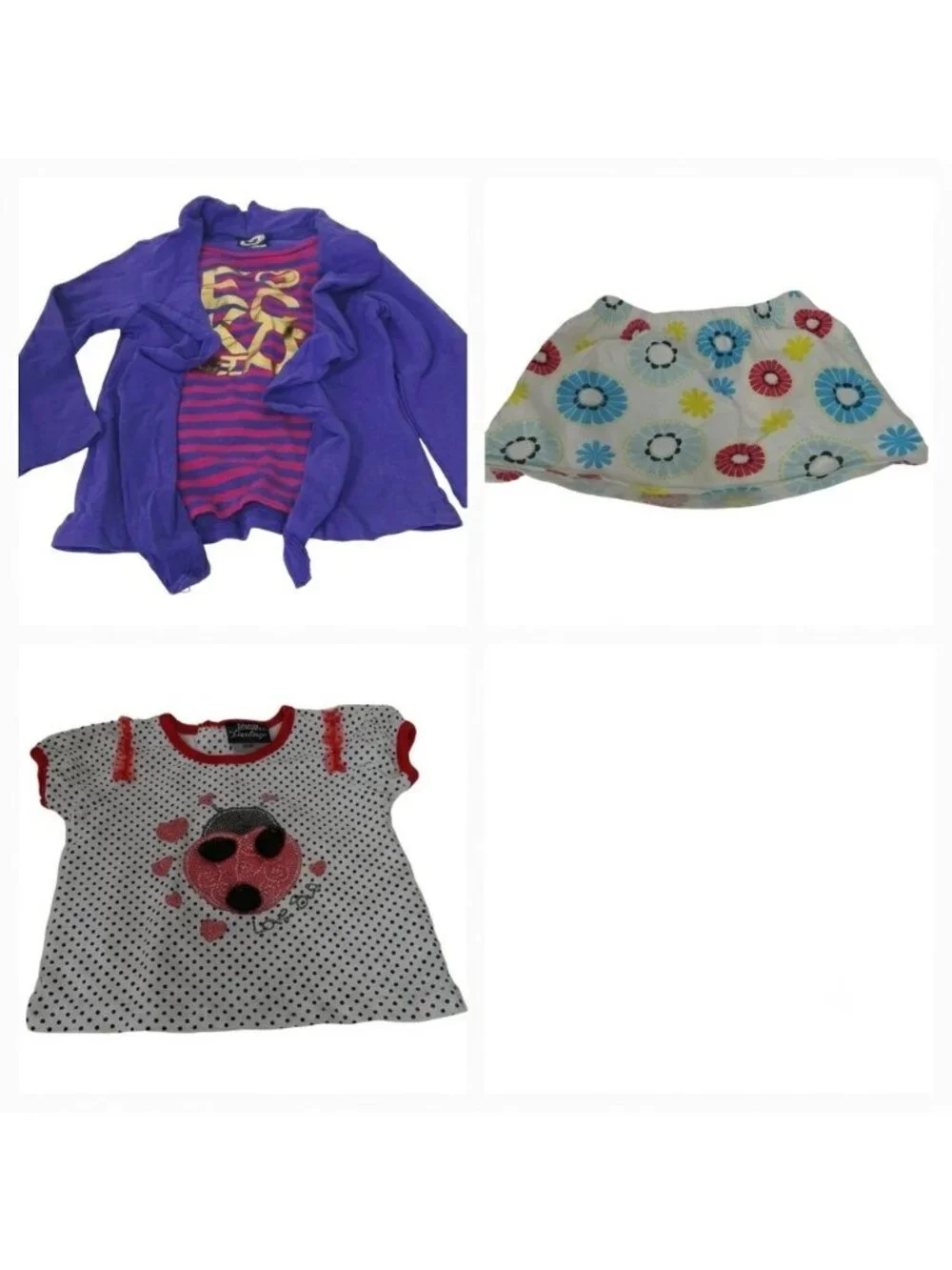 Lot of 3 Ecko and DDG Ladybug Shirt Top Fisher Price Skirt Girls Size 24 Month